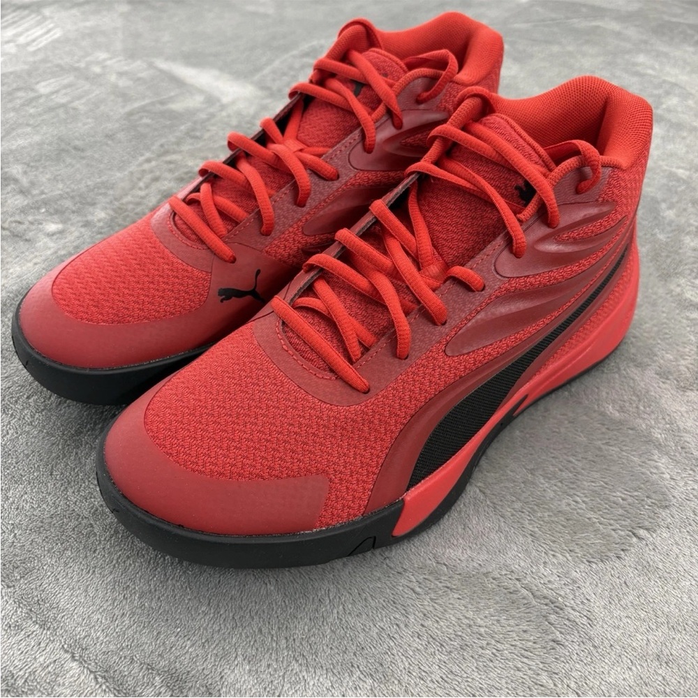 Puma Court Pro Basketball Sneakers Mens 8 Red Black Trim Shoes 310829-02 - Picture 2 of 9
